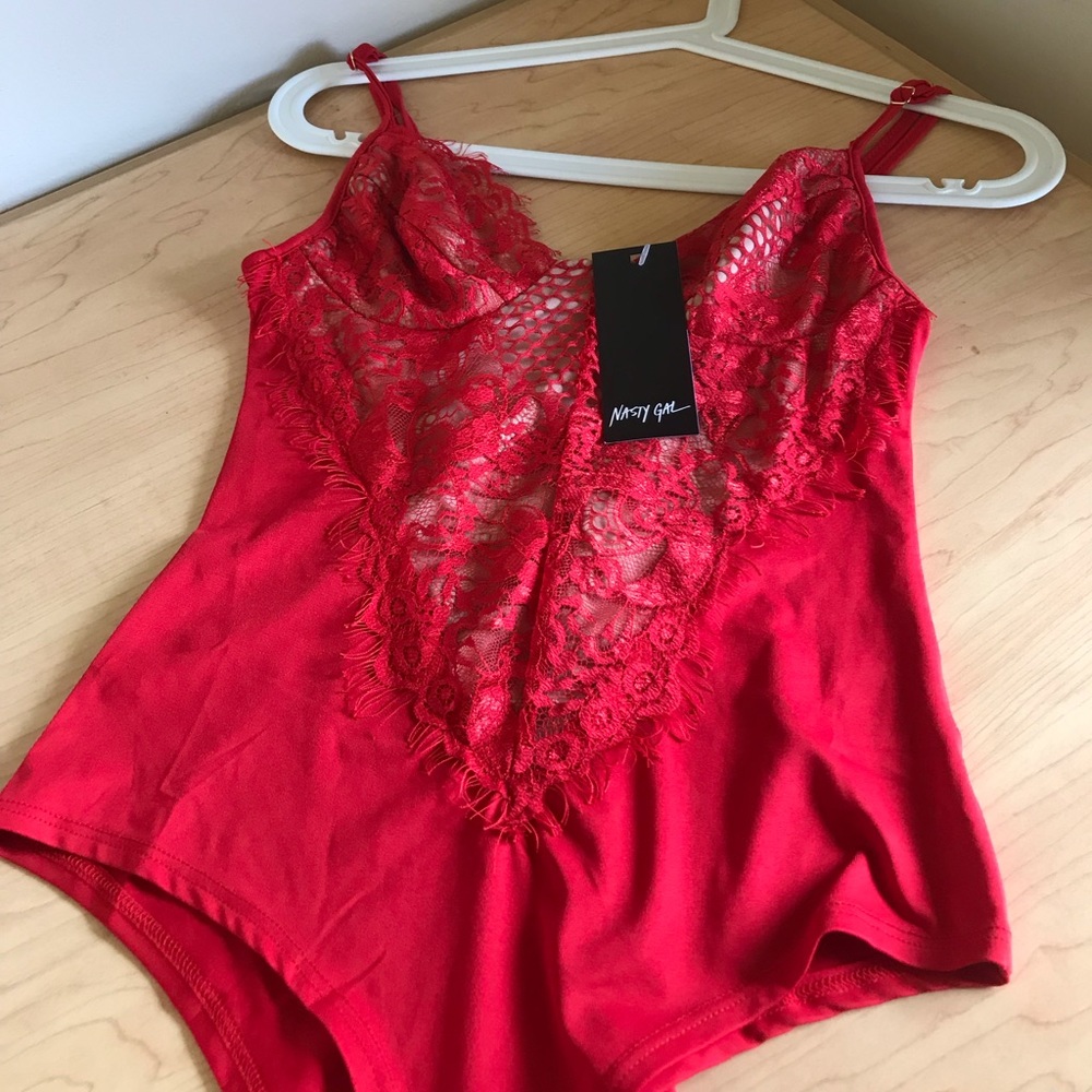 NASTYGAL RED BODYSUIT